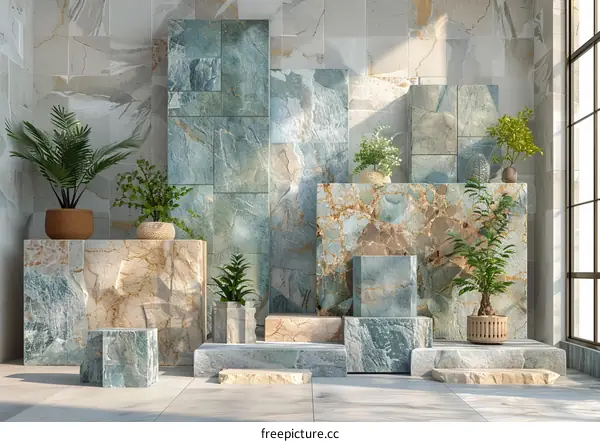 Modern Abstract Stone Wall Decor Illustration