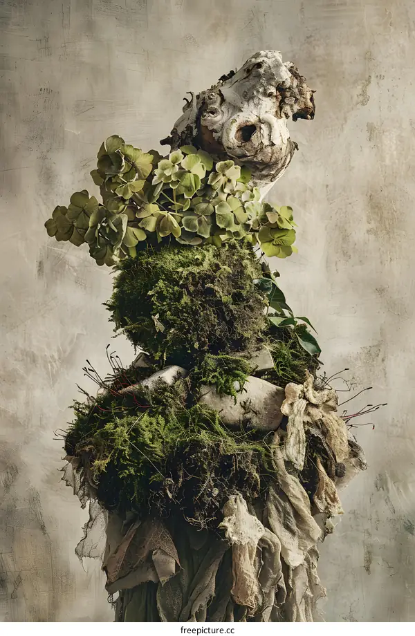 Nature Abstract Art with Green Mossy Elements