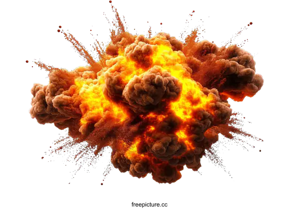 [Transparent Background PNG]Explosion of Fire and Smoke Illustration