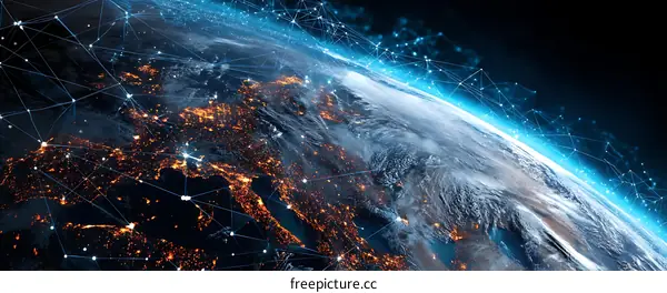 Global Network Connections Earth Illustration