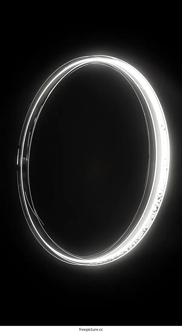 Abstract White Light Circle On Black Background