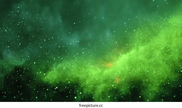 Abstract Green Nebula Space Background