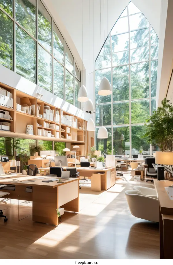 Large bright office space with lots of windows