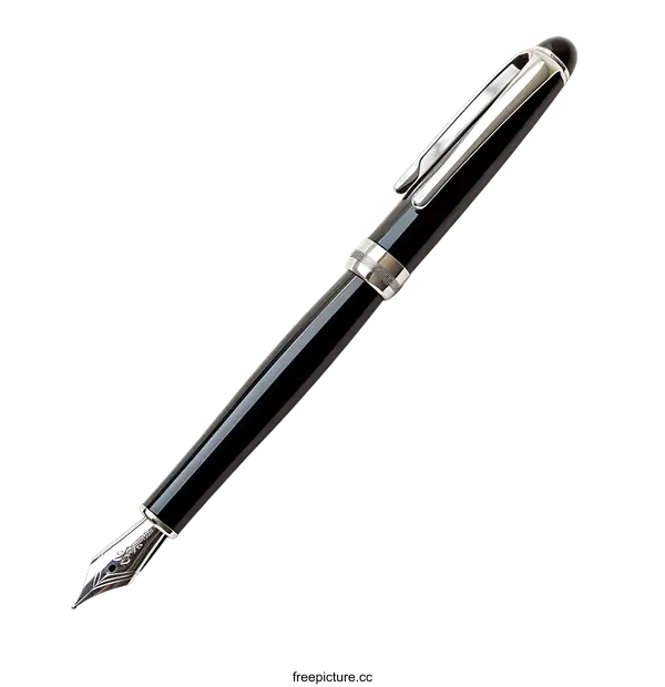 [Transparent Background PNG]Elegant Black Fountain Pen Close-up