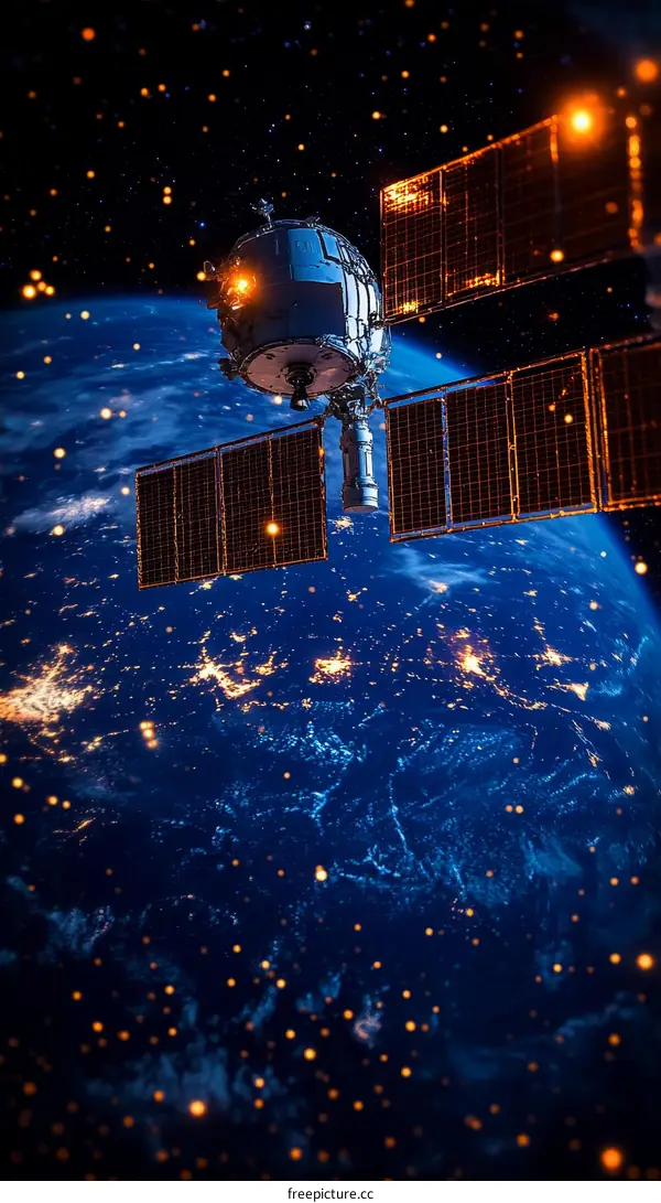 Space Station Orbiting Earth Illustration