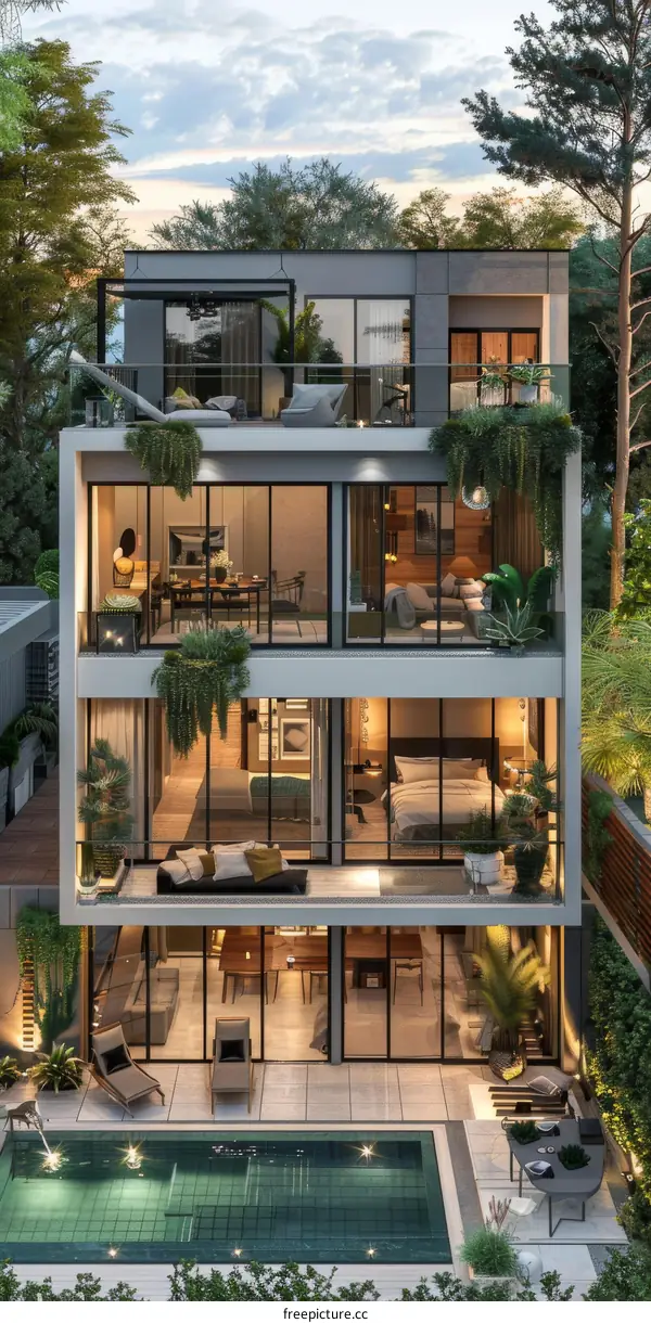 Modern Multi-story House Exterior Design