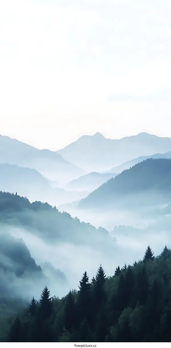 Misty Mountain Landscape with Forest