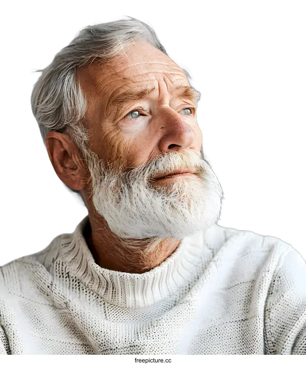 [Transparent Background PNG]Close Up Portrait of a Senior Man With a Grey Beard