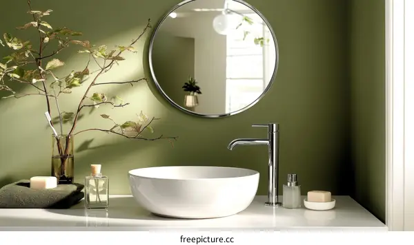 Modern Green Bathroom Sink and Mirror