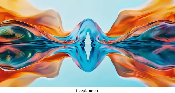 Abstract Painting in Blue, Orange and Green