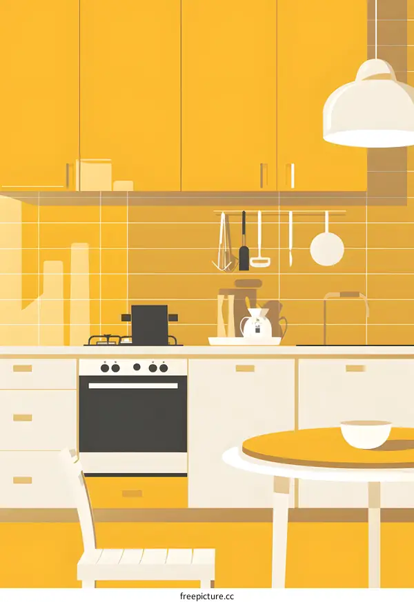 Minimalist Kitchen Interior Design With Yellow Cabinets