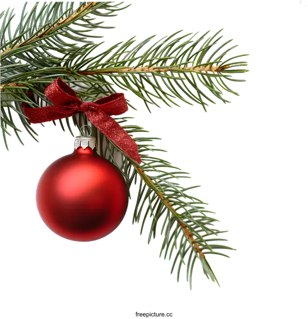 [Transparent Background PNG]Christmas Ornament on a Pine Branch with White Background
