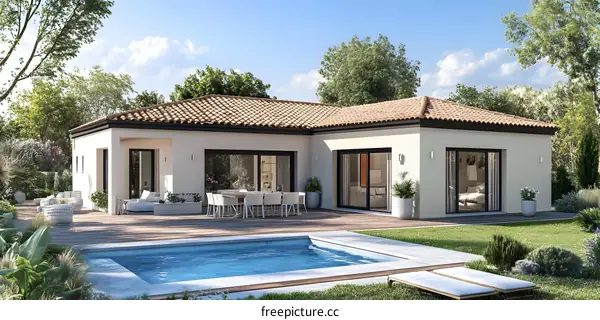 Modern House with Pool and Patio