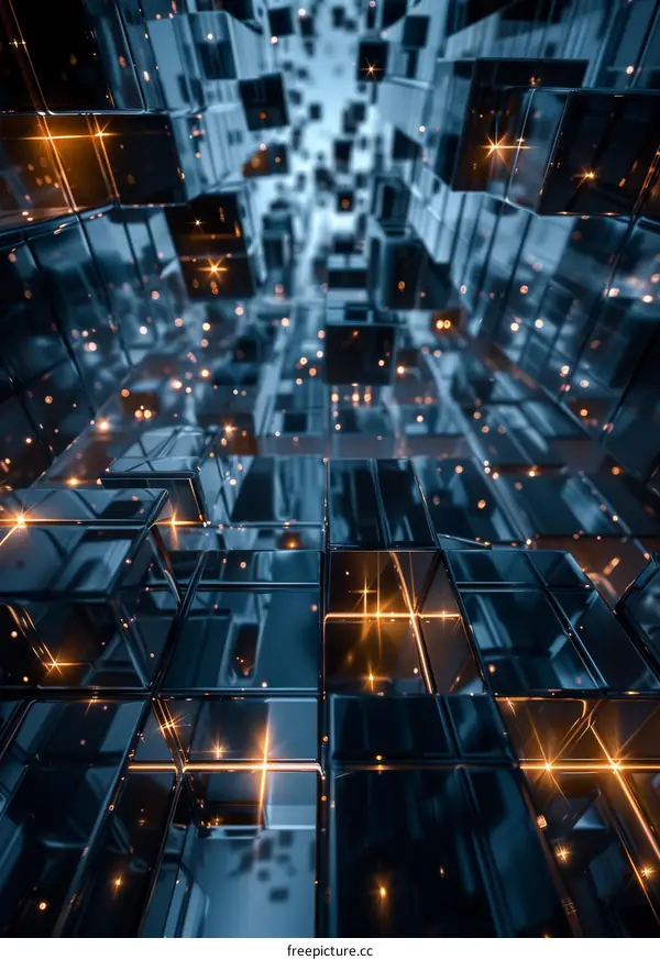 Blue and Yellow 3D Structure Render