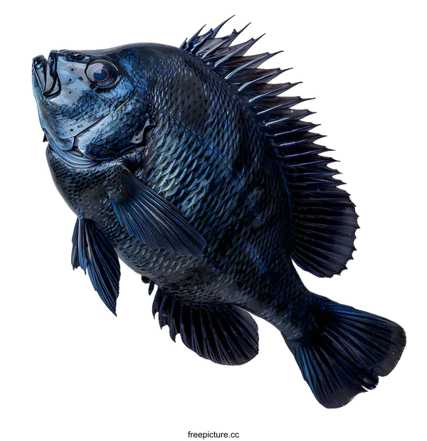 [Transparent Background PNG]Black Fish on White Background