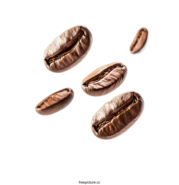 [Transparent Background PNG]Coffee Beans Falling Against transparent background