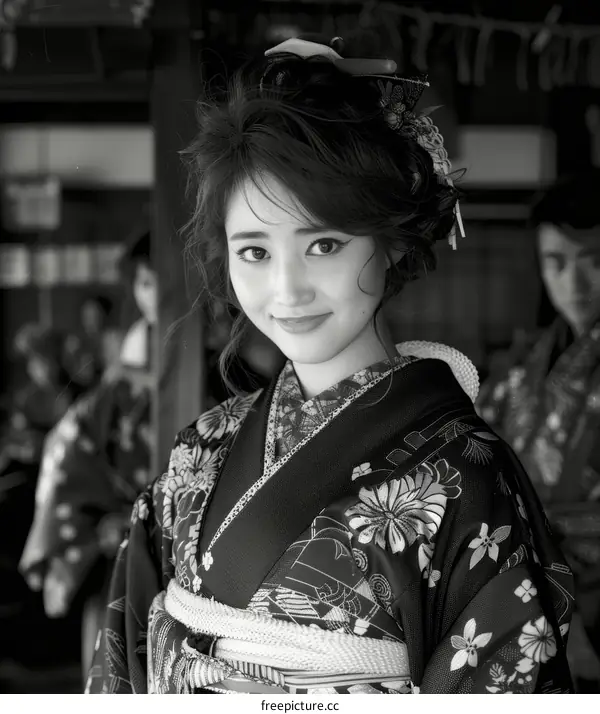 Young Woman in Traditional Kimono