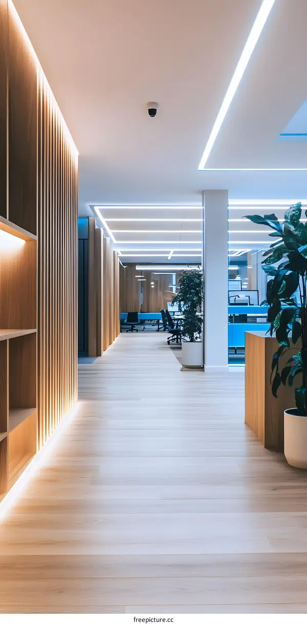 Modern Office Interior Design With Wood Panel Walls