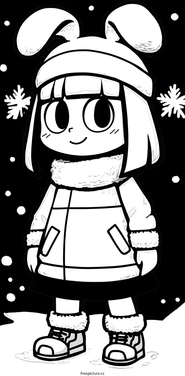 Cute Girl Character in Winter Clothing