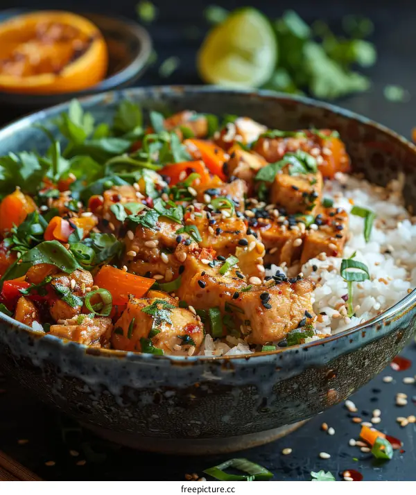 Crispy Tofu with Sesame Seeds and Spring Onions