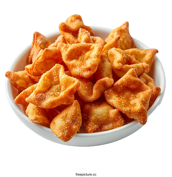 [Transparent Background PNG]Bowl of Crispy Fried Wontons