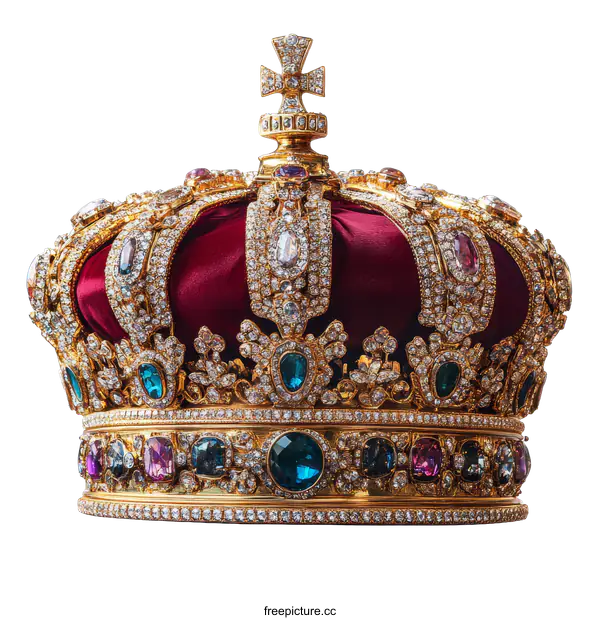 [Transparent Background PNG]Ornate Royal Crown with Precious Stones