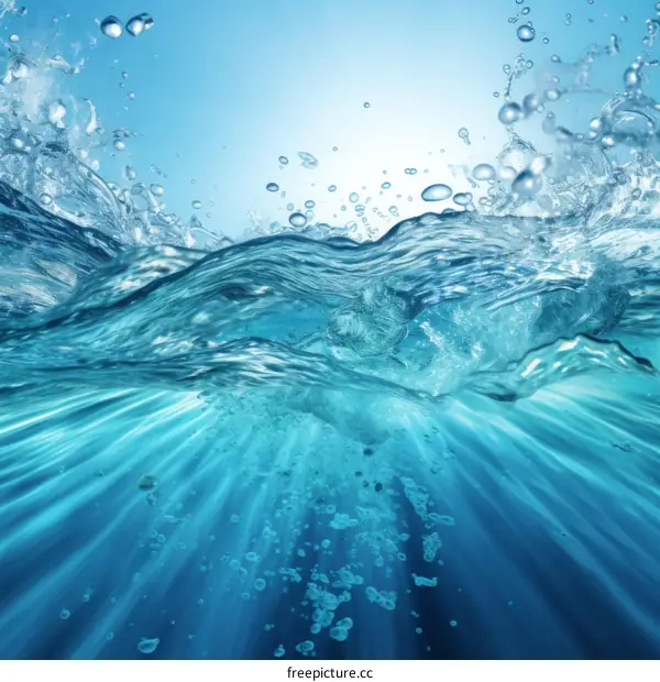 Underwater Ocean Waves and Air Bubbles