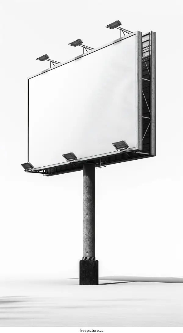 Black and white image of a blank billboard