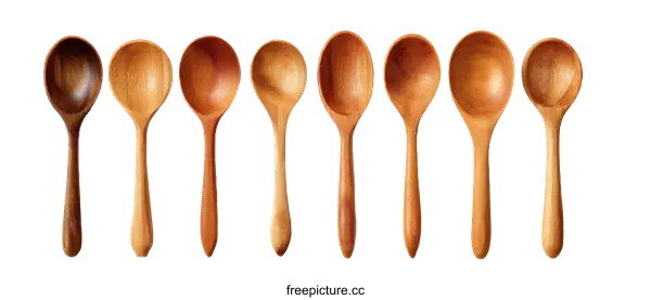 [Transparent Background PNG]Wooden Spoons in Different Shades