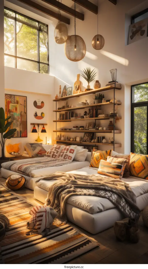 Modern Living Room with Large Windows