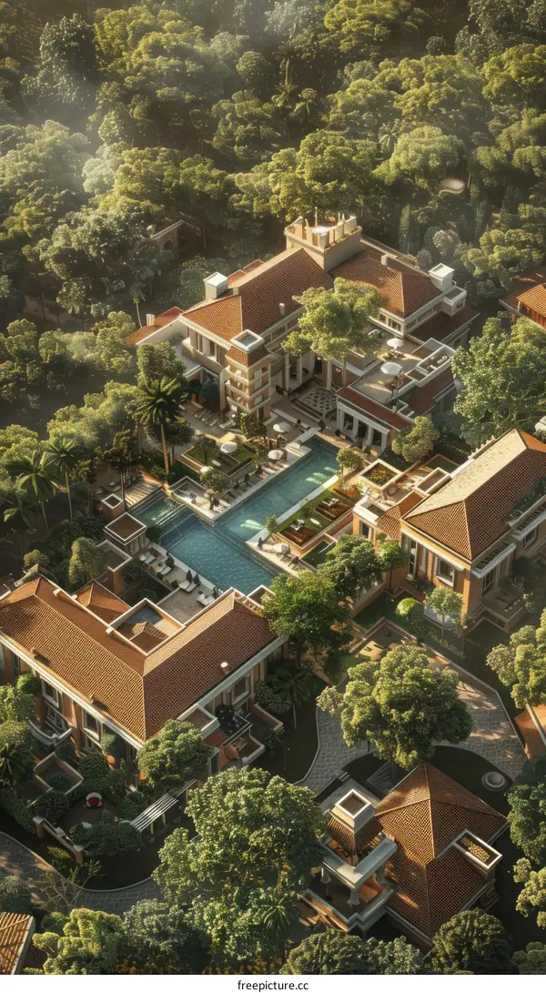 Luxury Estate Aerial View Illustration