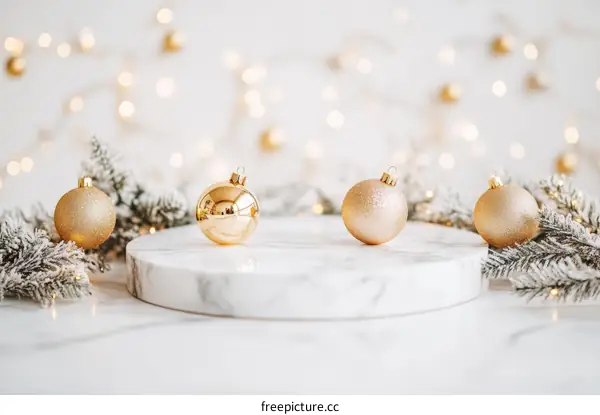 Christmas Festive Decor with Gold Ornaments