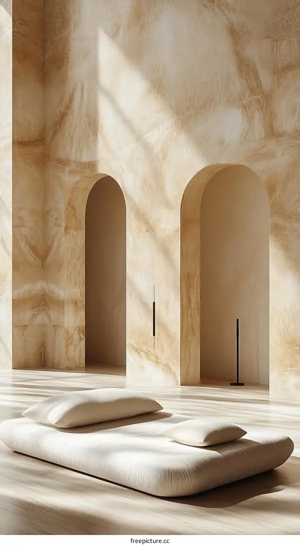 Modern Minimalist Interior Design with Meditation Seating