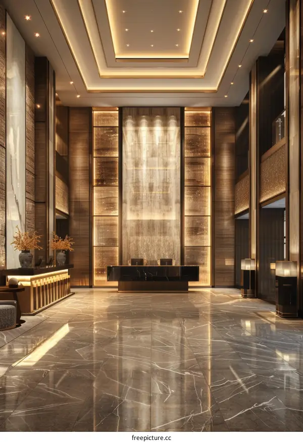 Luxury Hotel Lobby Interior Design Illustration