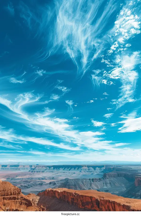 Majestic Canyon Landscape with Blue Sky and White Clouds