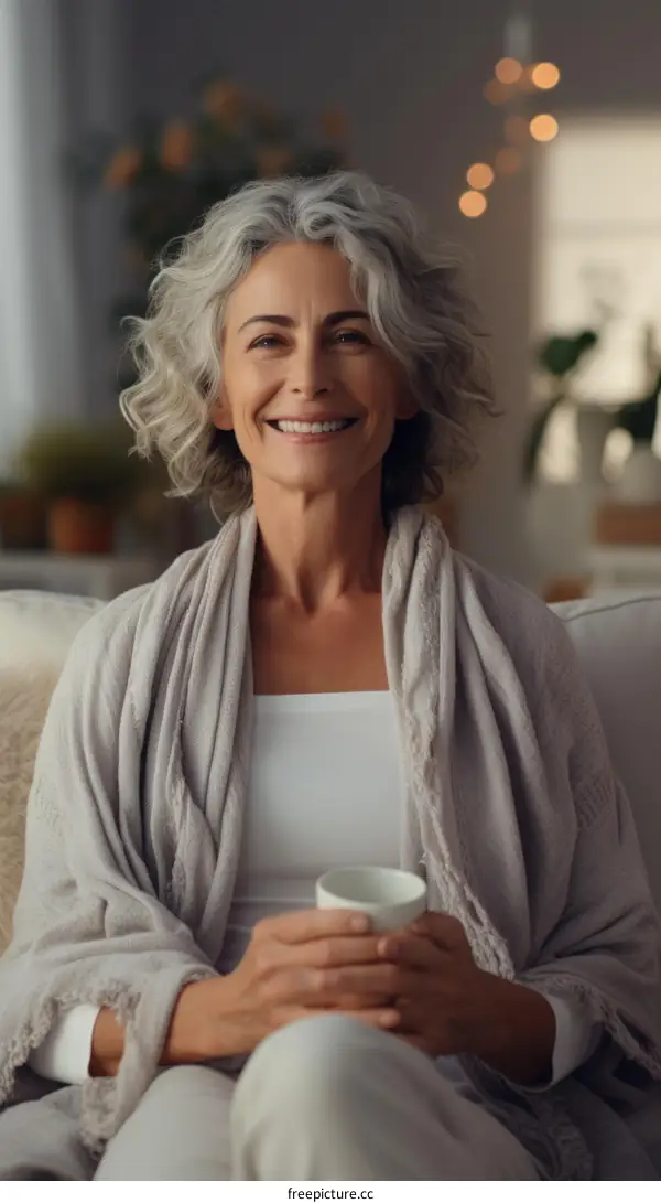Portrait of a smiling mature woman relaxing at home