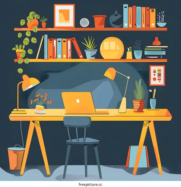 Modern Home Office Workspace Illustration