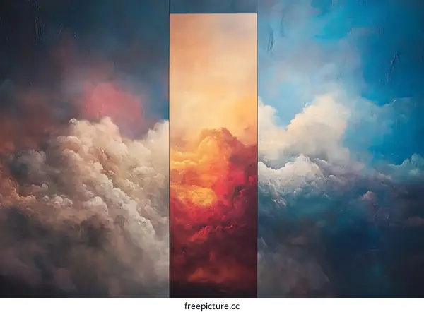 Abstract Painting of Three Skies