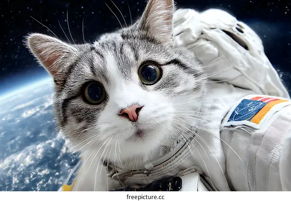Cute Cat in Space Suit