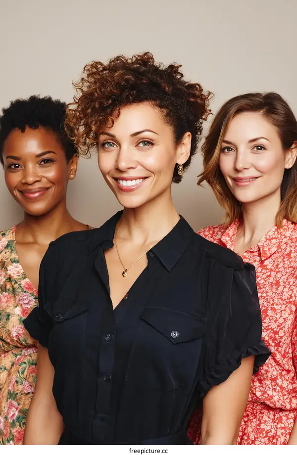 Three Diverse Women Posing Together