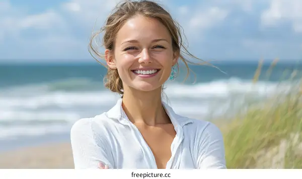 Smiling Woman at the Beach