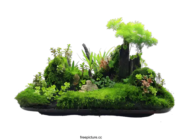 [Transparent Background PNG]Miniature Green Landscape with Moss and Plants