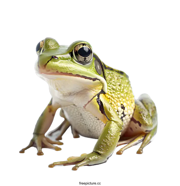 [Transparent Background PNG]Green and Yellow Frog on White Background