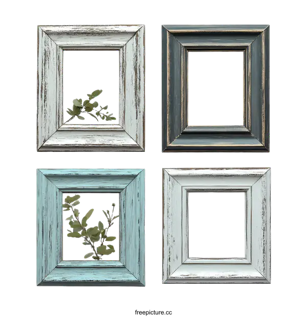 [Transparent Background PNG]Set of Vintage Wooden Picture Frames