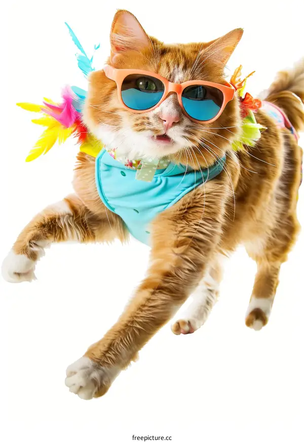 funny cat in summer outfit