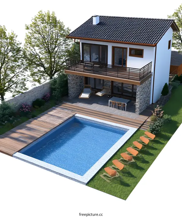 Modern House with Pool and Landscaping