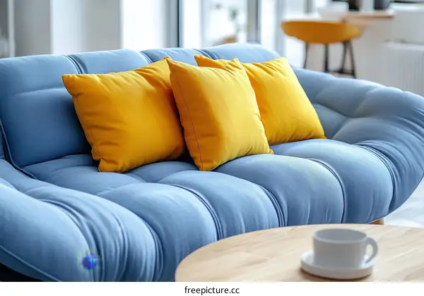 Modern Sofa with Yellow Pillows