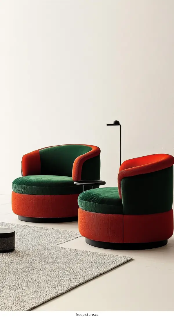 Modern Colorful Armchairs in a Stylish Living Room