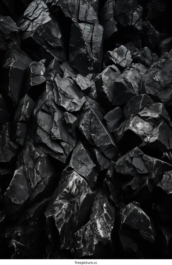 Black and white image of a rock face