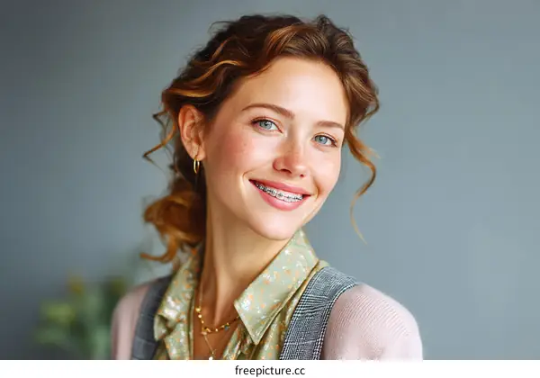 Smiling Woman with Braces Portrait